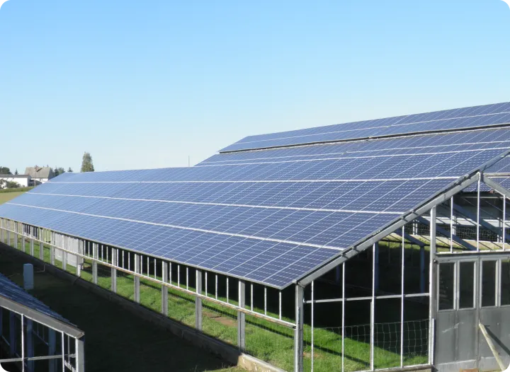 Gewächshausdach mit PV-Anlage